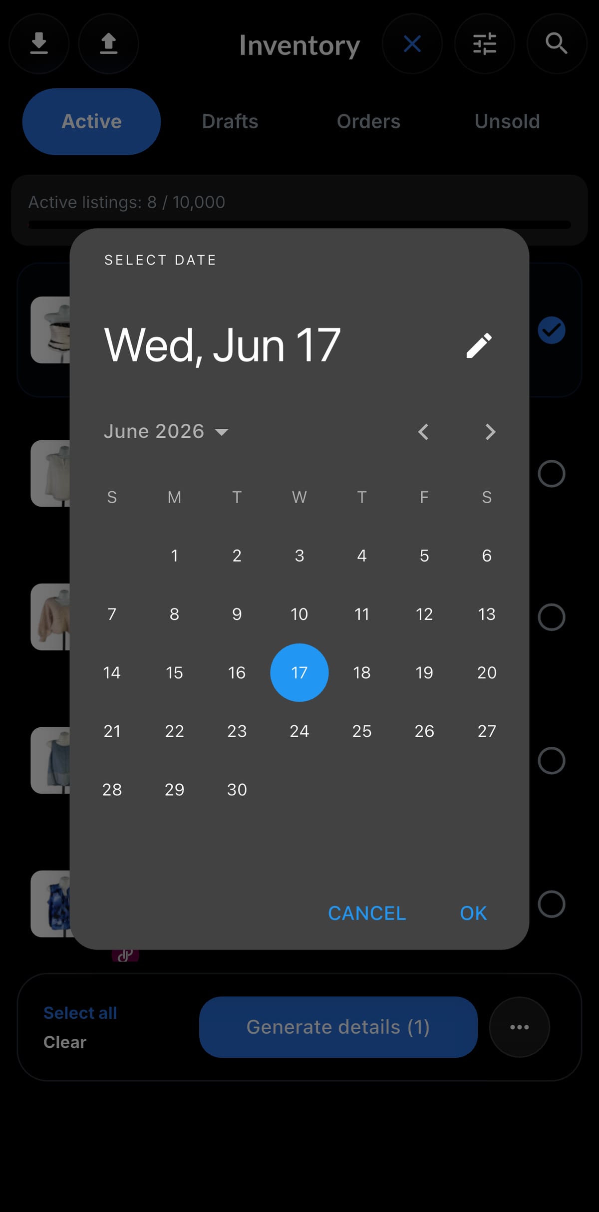 Resylr scheduled listing date picker