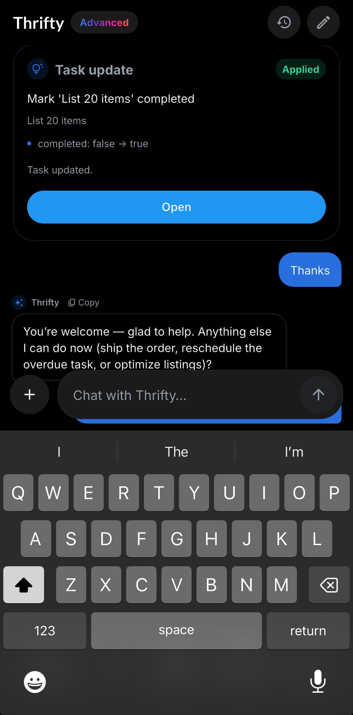 Resylr Advanced Thrifty AI Agent screen