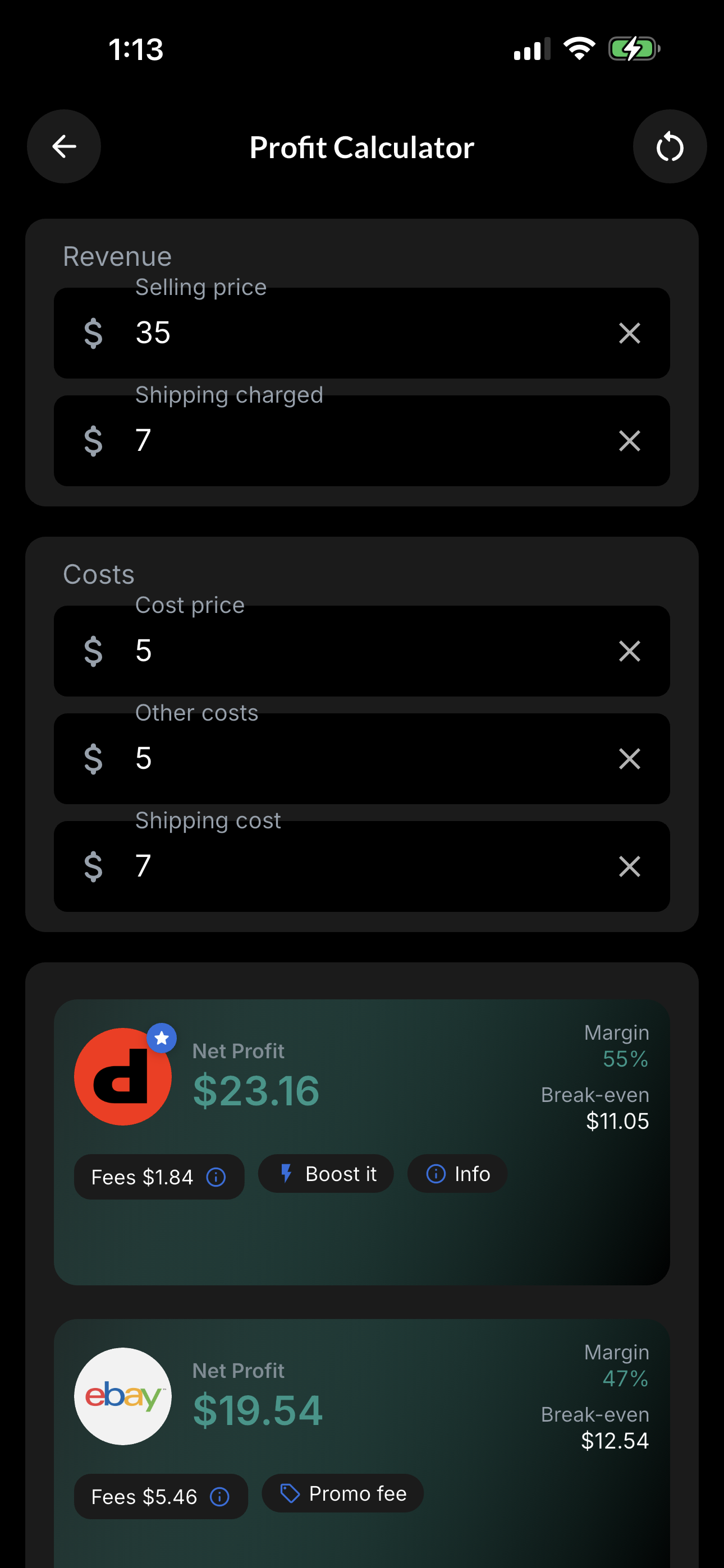 Resylr profit calculator