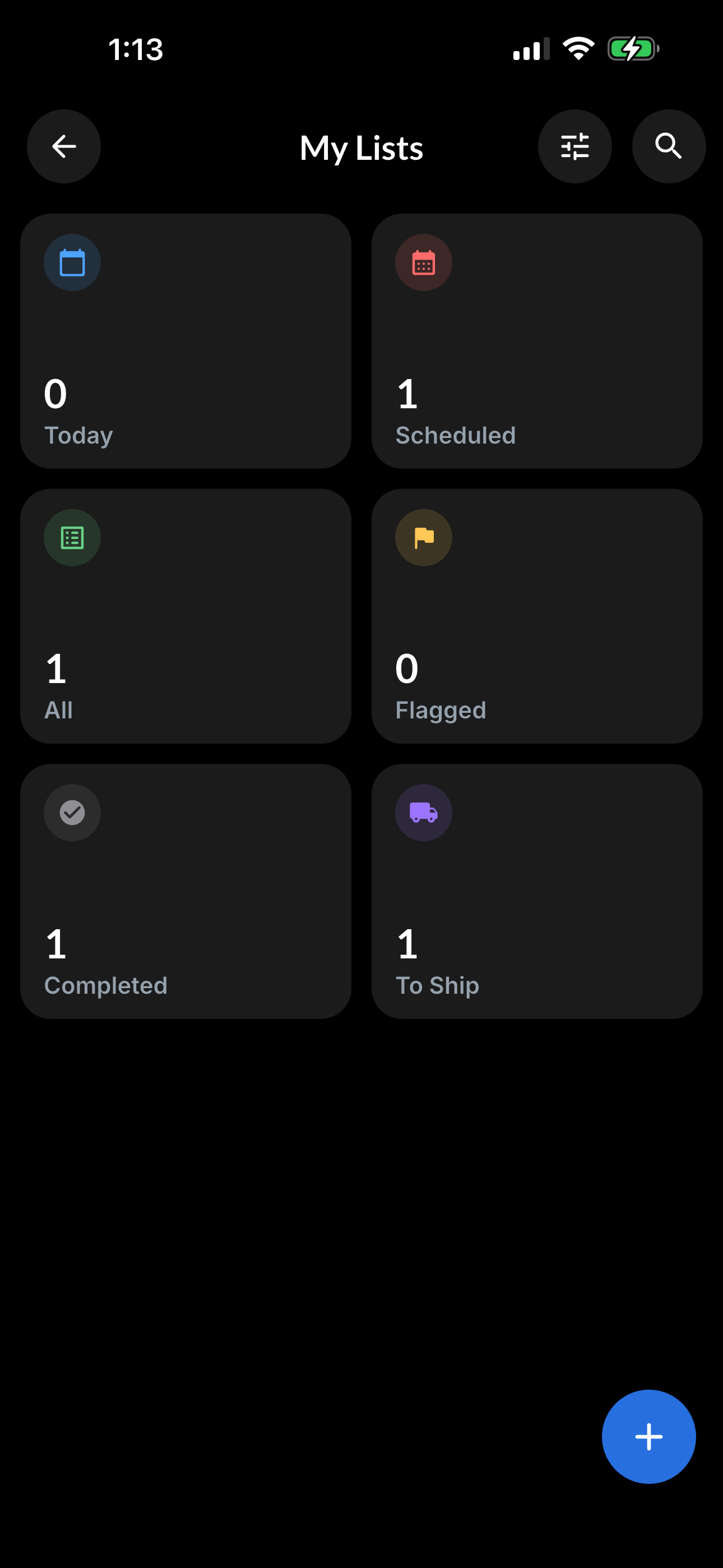 Resylr tasks screen